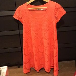 Orange Flower Lace Shift Dress